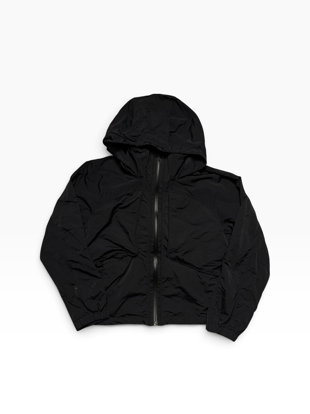 Lululemon Black Windbreaker Hooded Jacket Full Zip Side Pockets size 8